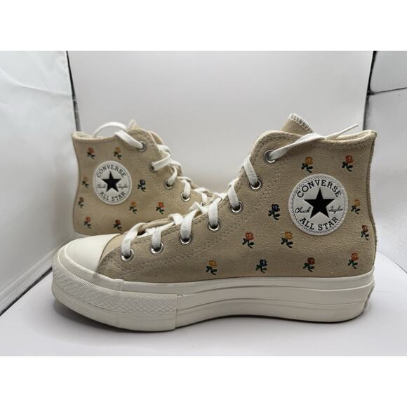 Converse All Star Lift Platform High Embroidered Roses Size 8.5 Shoes Hi Top - Picture 2 of 14